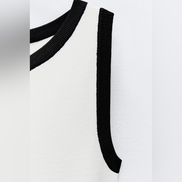 ZARA CONTRASTING PIPING KNIT MINI DRESS - Picture 4 of 6